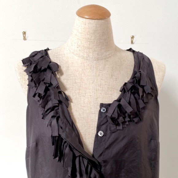 JCREW Silk Top with Fringe Neck Details - Picture 5 of 6